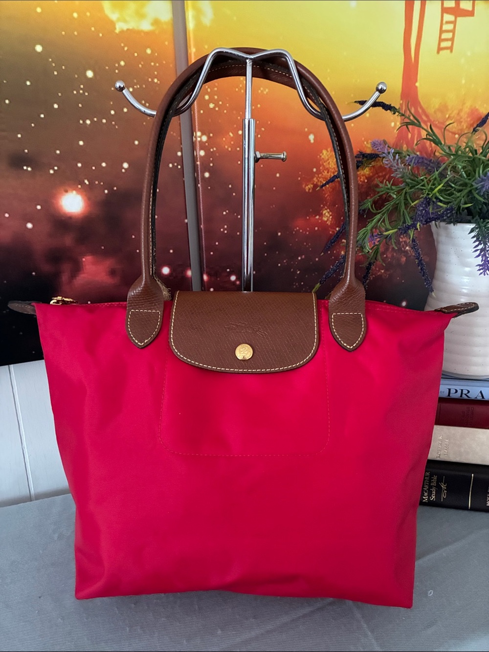 Red Nylon Travel Tote